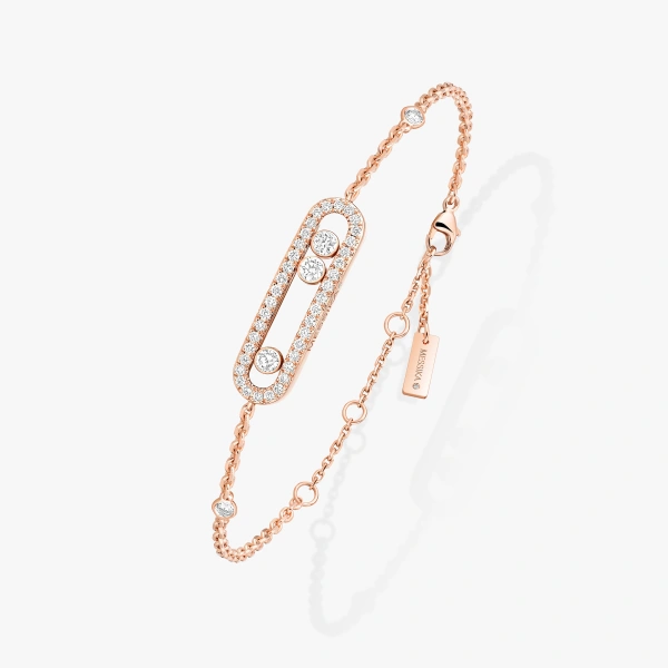 Messika Move Classique Pave Bracelet in 18K Pink Gold, Small Model | Fine Bracelets | Coveti