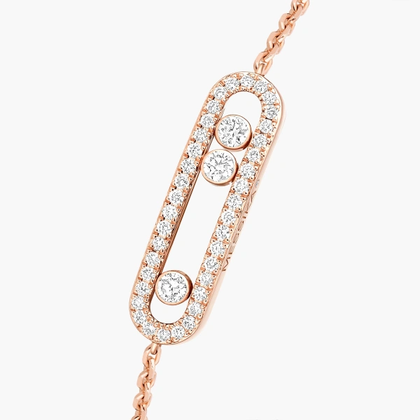 Messika Move Classique Pave Bracelet in 18K Pink Gold, Small Model | Fine Bracelets | Coveti