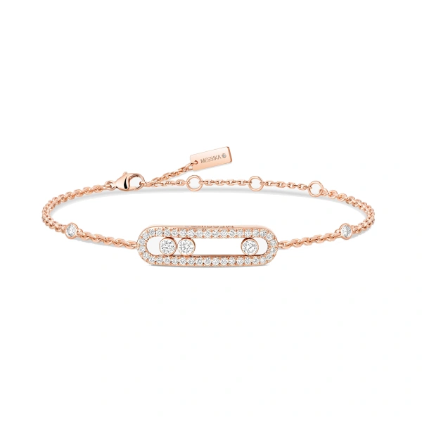 Messika Move Classique Pave Bracelet in 18K Pink Gold, Small Model | Fine Bracelets | Coveti