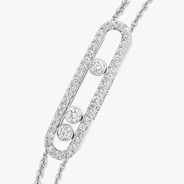 Messika Move Classique Pave Bracelet in 18K White Gold, Large Model | Fine Bracelets | Coveti