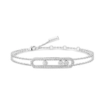 Messika Move Classique Pave Bracelet in 18K White Gold, Large Model | Coveti