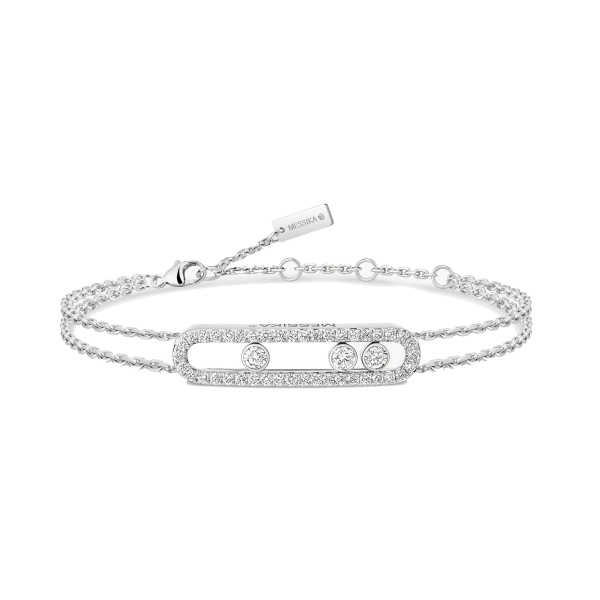 Messika Move Classique Pave Bracelet in 18K White Gold, Large Model | Coveti