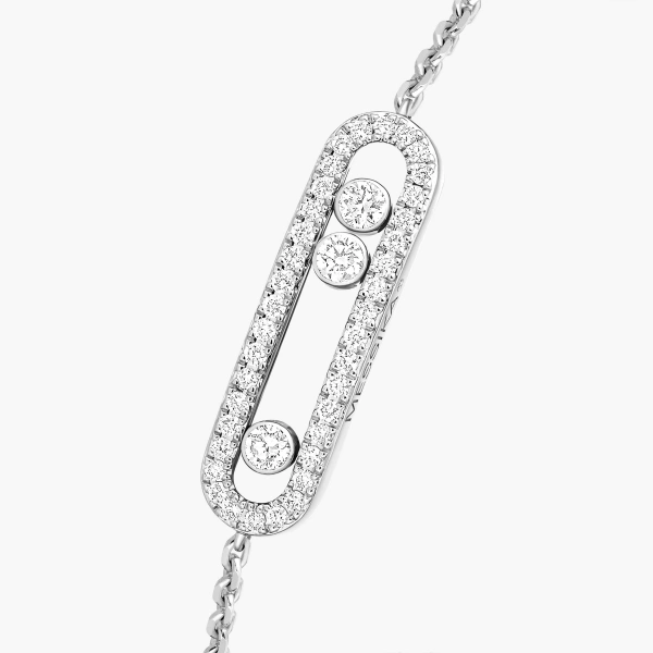 Messika Move Classique Pave Bracelet in 18K White Gold, Small Model | Fine Bracelets | Coveti