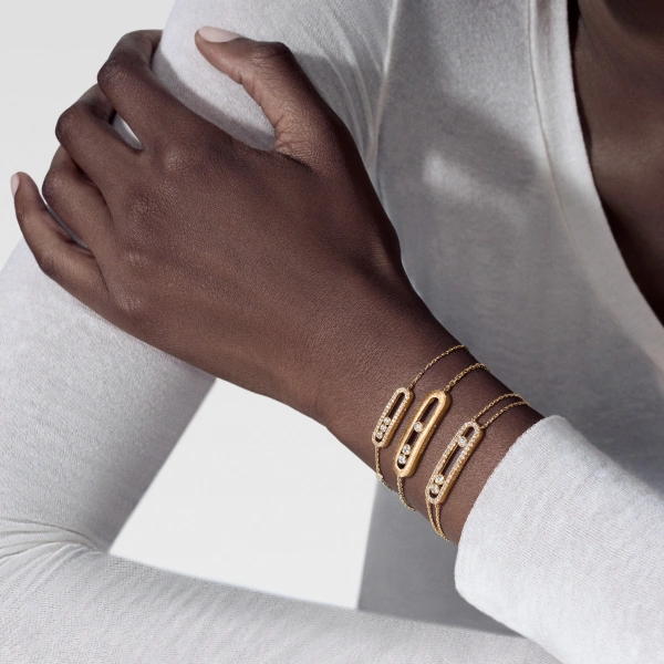 Messika Move Classique Pave Bracelet in 18K Yellow Gold, Large Model | Fine Bracelets | Coveti