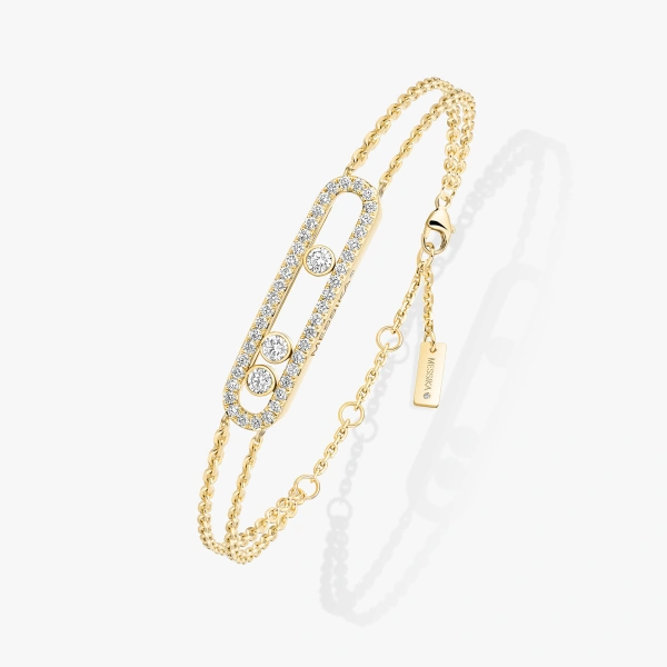 Messika Move Classique Pave Bracelet in 18K Yellow Gold, Large Model | Fine Bracelets | Coveti