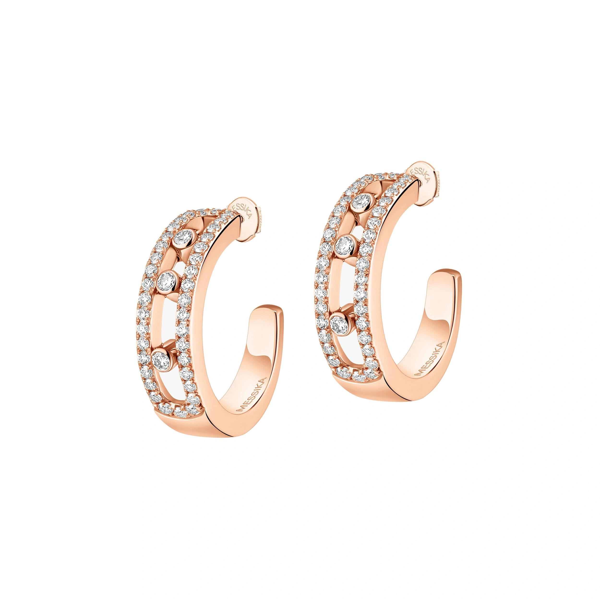 Messika Move Classique Pave Hoop Earrings in 18K Pink Gold Messika Move Classique Pave Hoop Earrings in 18K Pink Gold | Fine Earrings | Coveti