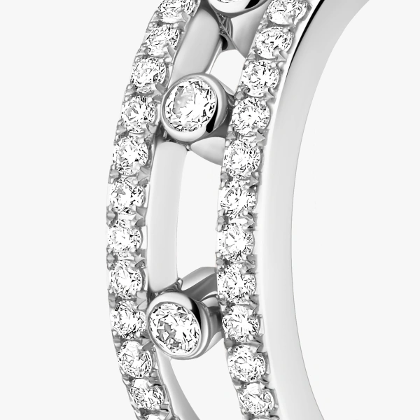 Messika Move Classique Pave Hoop Earrings in 18K White Gold | Fine Earrings | Coveti