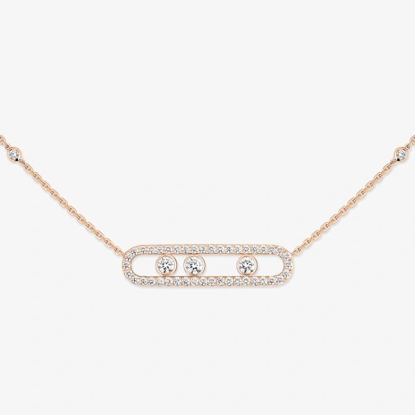 Messika Move Classique Pave Necklace in 18K Pink Gold, Large Model | Fine Necklaces | Coveti