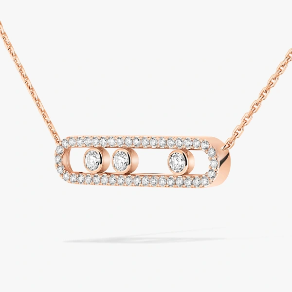 Messika Move Classique Pave Necklace in 18K Pink Gold, Large Model | Fine Necklaces | Coveti