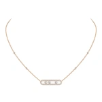 Messika Move Classique Pave Necklace in 18K Pink Gold, Large Model | Coveti