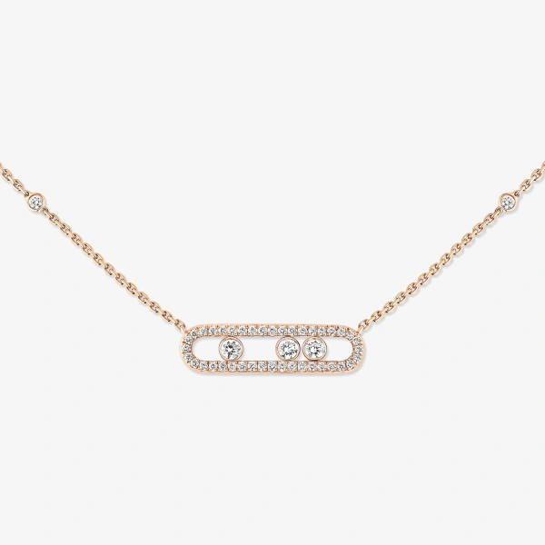 Messika Move Classique Pave Necklace in 18K Pink Gold, Small Model | Fine Necklaces | Coveti