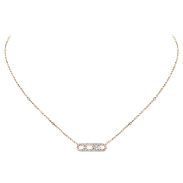 Messika Move Classique Pave Necklace in 18K Pink Gold, Small Model | Fine Necklaces | Coveti