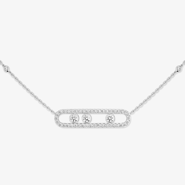 Messika Move Classique Pave Necklace in 18K White Gold, Large Model | Fine Necklaces | Coveti