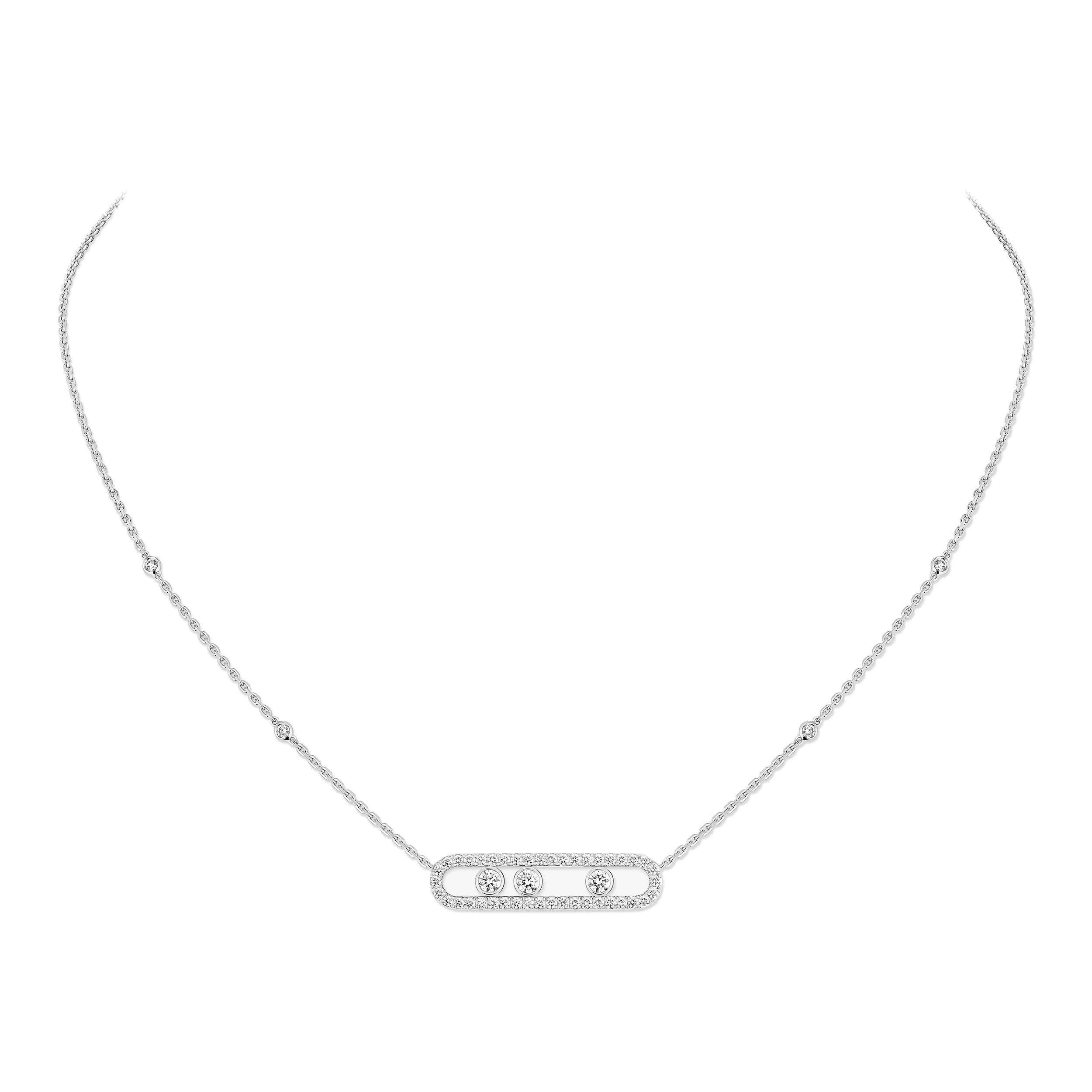 Messika Move Classique Pave Necklace in 18K White Gold, Large Model Messika Move Classique Pave Necklace in 18K White Gold, Large Model | Coveti