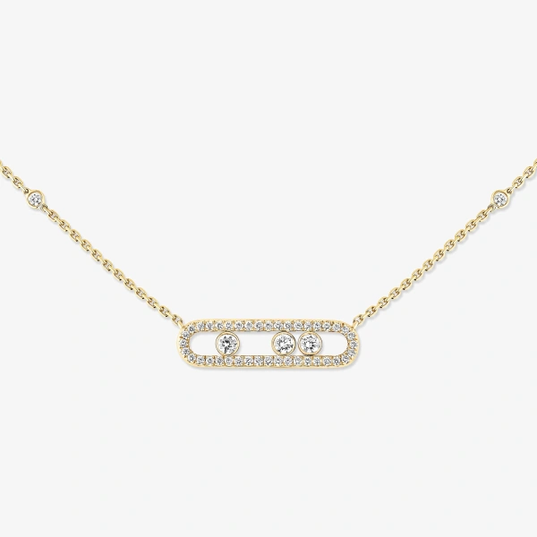 Messika Move Classique Pave Necklace in 18K Yellow Gold, Small Model | Fine Necklaces | Coveti