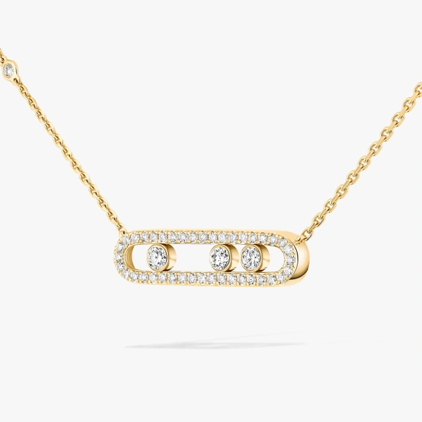 Messika Move Classique Pave Necklace in 18K Yellow Gold, Small Model | Fine Necklaces | Coveti