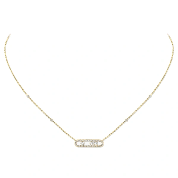 Messika Move Classique Pave Necklace in 18K Yellow Gold, Small Model | Fine Necklaces | Coveti
