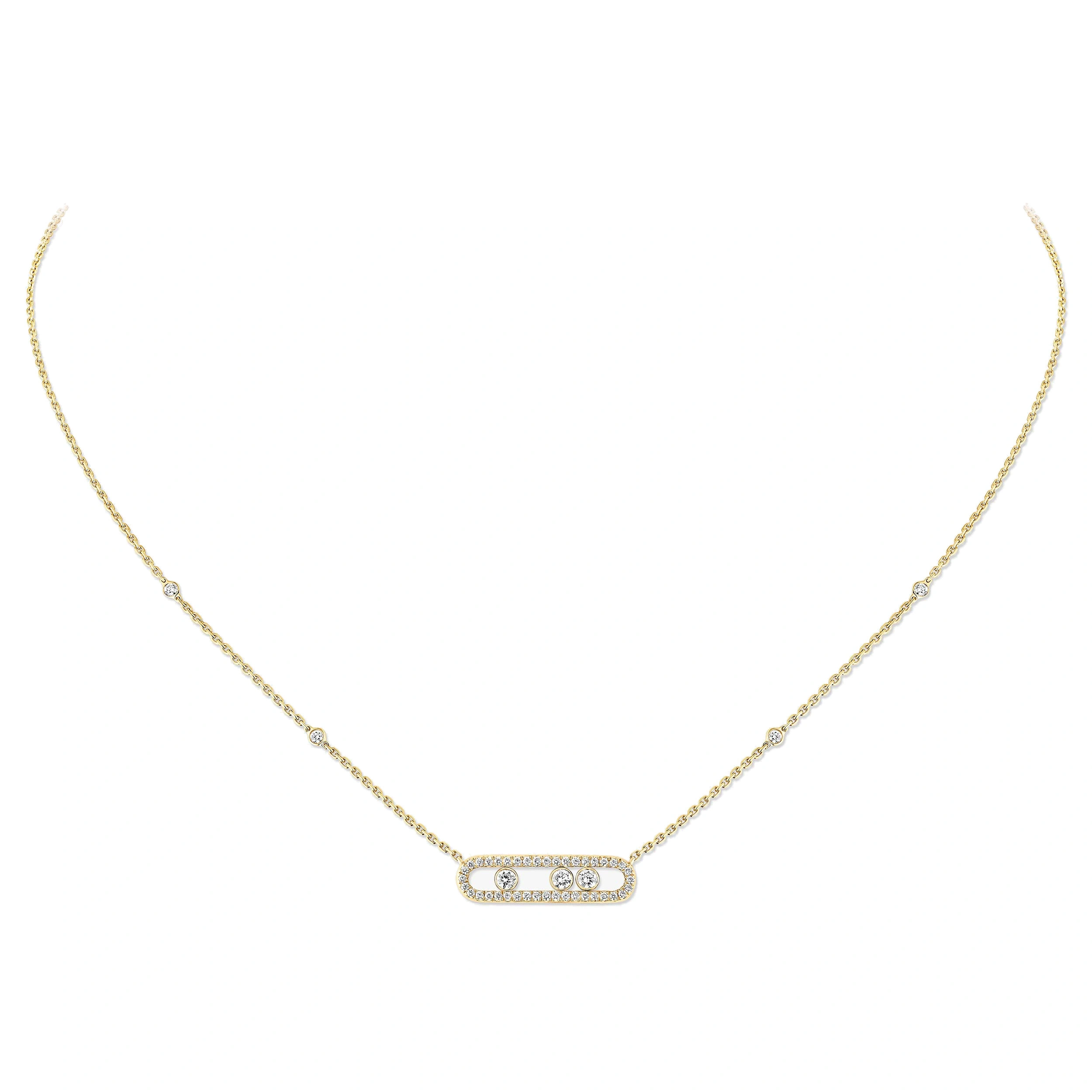 Messika Move Classique Pave Necklace in 18K Yellow Gold, Small Model Messika Move Classique Pave Necklace in 18K Yellow Gold, Small Model | Fine Necklaces | Coveti