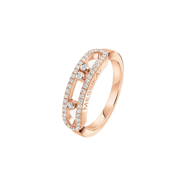 Messika Move Classique Pave Ring in 18K Pink Gold, Small Model | Fine Rings | Coveti