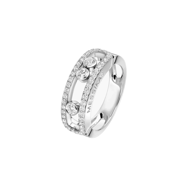 Messika Move Classique Pave Ring in 18K White Gold, Large Model | Fine Rings | Coveti