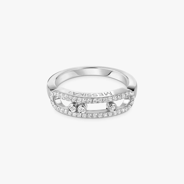 Messika Move Classique Pave Ring in 18K White Gold, Small Model | Fine Rings | Coveti