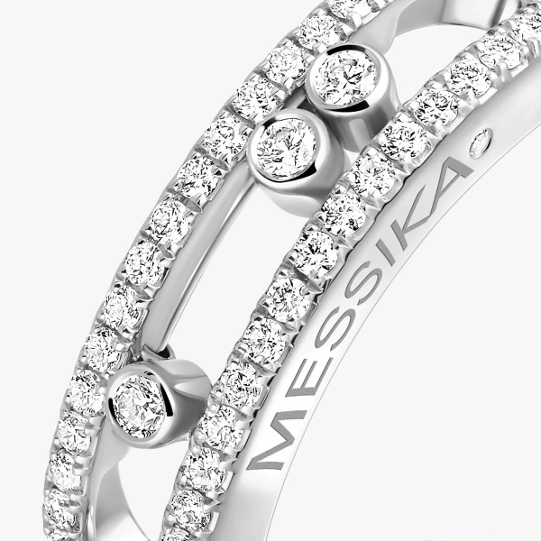 Messika Move Classique Pave Ring in 18K White Gold, Small Model | Fine Rings | Coveti