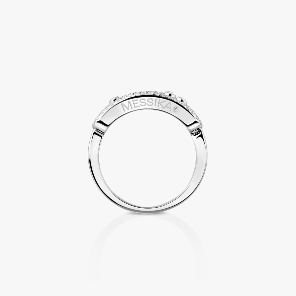 Messika Move Classique Pave Ring in 18K White Gold, Small Model | Fine Rings | Coveti