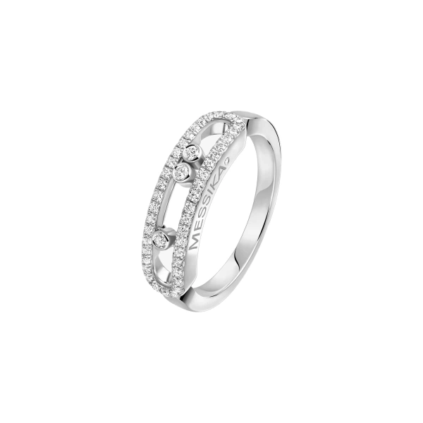 Messika Move Classique Pave Ring in 18K White Gold, Small Model | Fine Rings | Coveti