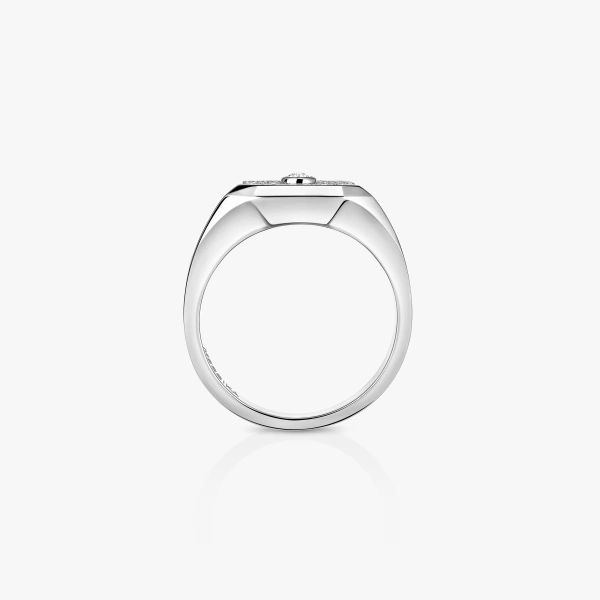 Messika Move Joaillerie Pave Signet Ring in 18K White Gold | Fine Rings | Coveti