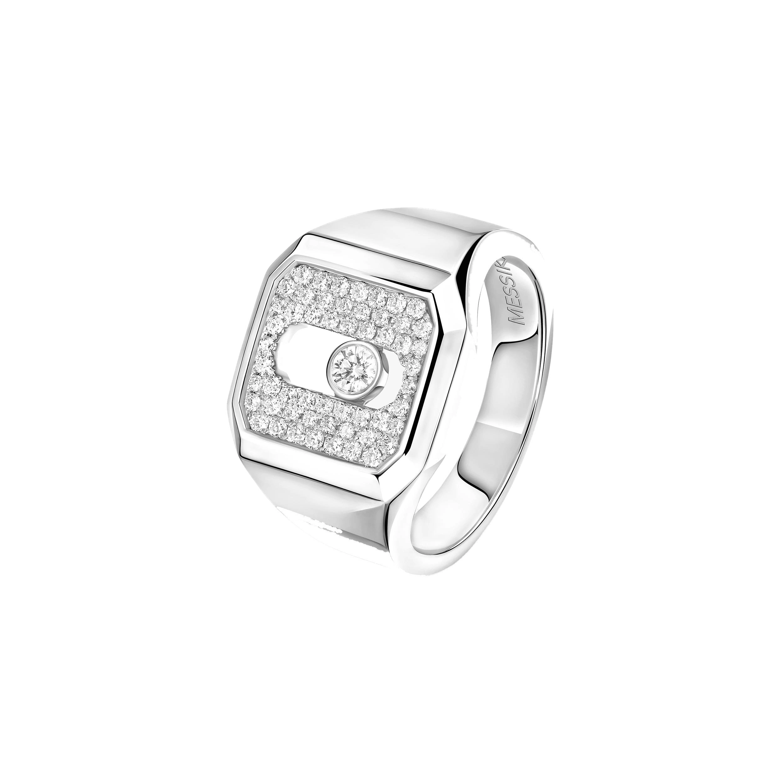 Messika Move Joaillerie Pave Signet Ring in 18K White Gold Messika Move Joaillerie Pave Signet Ring in 18K White Gold | Fine Rings | Coveti