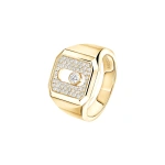 Messika Move Joaillerie Pave Signet Ring in 18K Yellow Gold | Fine Rings | Coveti