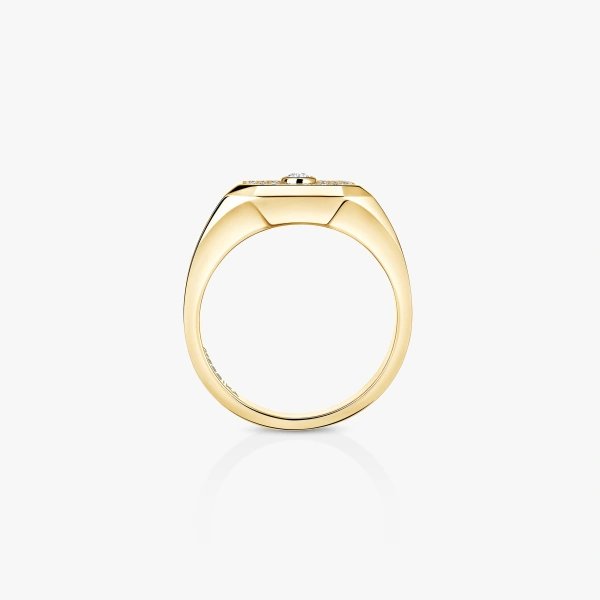 Messika Move Joaillerie Pave Signet Ring in 18K Yellow Gold | Fine Rings | Coveti