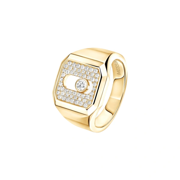 Move Joaillerie Pave Signet Ring in 18K Yellow Gold