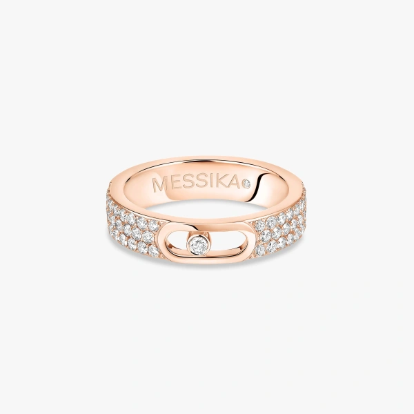 Messika Move Joaillerie Pave Wedding Band in 18K Pink Gold, Small Model | Fine Rings | Coveti