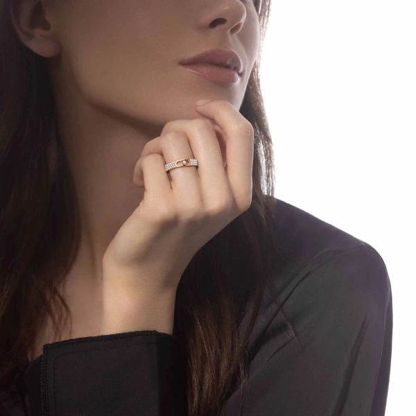 Messika Move Joaillerie Pave Wedding Band in 18K Pink Gold, Small Model | Fine Rings | Coveti