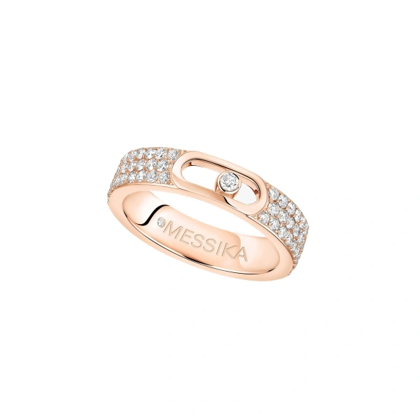 Messika Move Joaillerie Pave Wedding Band in 18K Pink Gold, Small Model | Fine Rings | Coveti