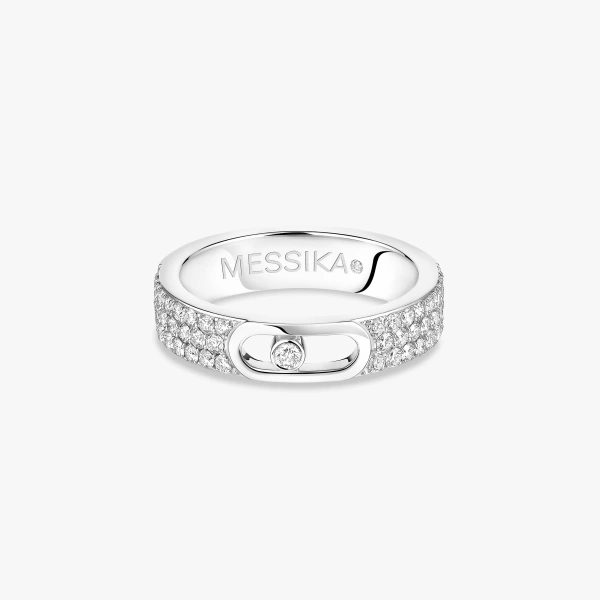 Messika Move Joaillerie Pave Wedding Band in 18K White Gold, Small Model | Fine Rings | Coveti