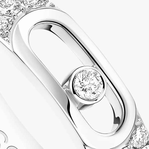 Messika Move Joaillerie Pave Wedding Band in 18K White Gold, Small Model | Fine Rings | Coveti