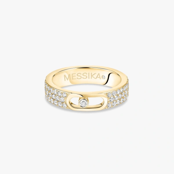 Messika Move Joaillerie Pave Wedding Band in 18K Yellow Gold, Small Model | Fine Rings | Coveti