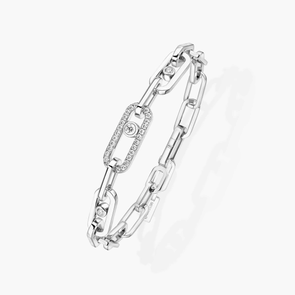Messika Move Link Bracelet in 18K White Gold | Fine Bracelets | Coveti