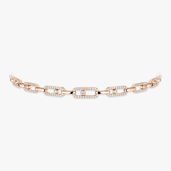 Messika Move Link Choker Necklace in 18K Pink Gold | Fine Necklaces | Coveti