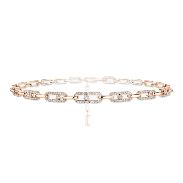 Messika Move Link Choker Necklace in 18K Pink Gold | Fine Necklaces | Coveti