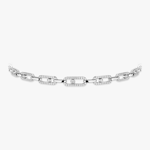 Messika Move Link Choker Necklace in 18K White Gold | Fine Necklaces | Coveti