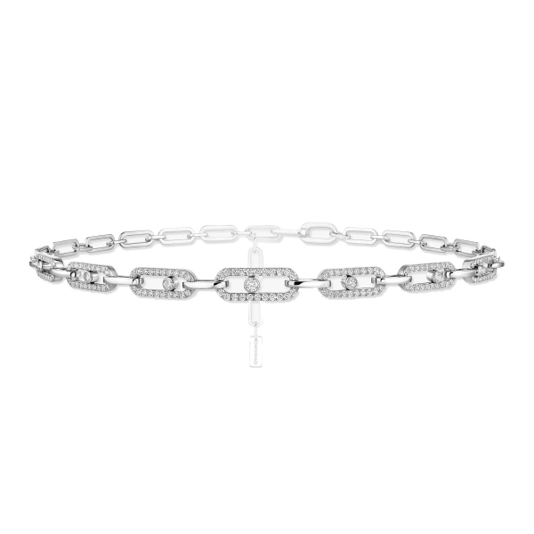 Messika Move Link Choker Necklace in 18K White Gold | Fine Necklaces | Coveti