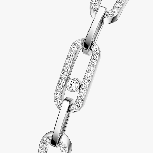 Messika Move Link Diamond Link Bracelet in 18K White Gold | Fine Bracelets | Coveti