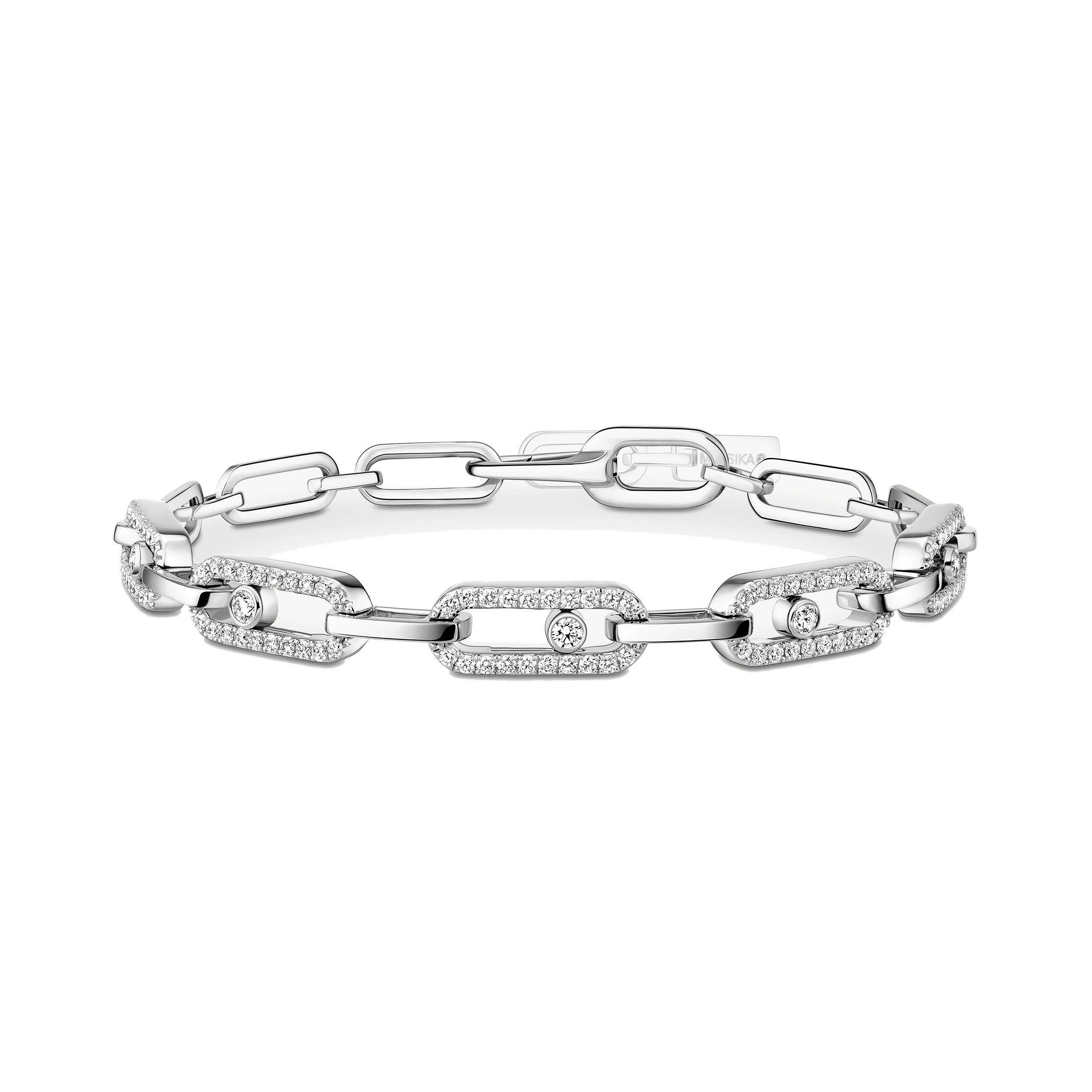 Messika Move Link Diamond Link Bracelet in 18K White Gold Messika Move Link Diamond Link Bracelet in 18K White Gold | Fine Bracelets | Coveti