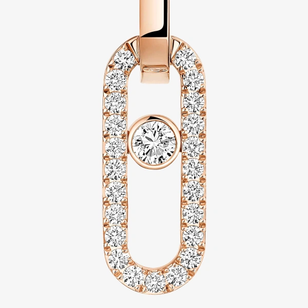 Messika Move Link Earrings in 18K Pink Gold | Fine Earrings | Coveti