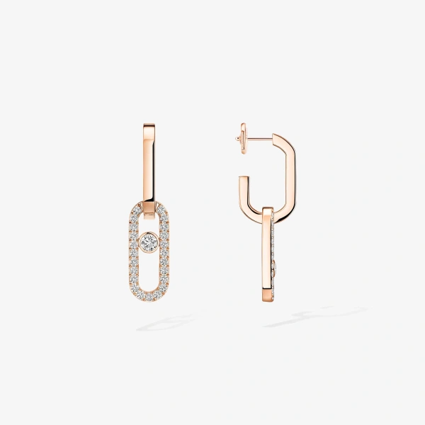 Messika Move Link Earrings in 18K Pink Gold | Fine Earrings | Coveti