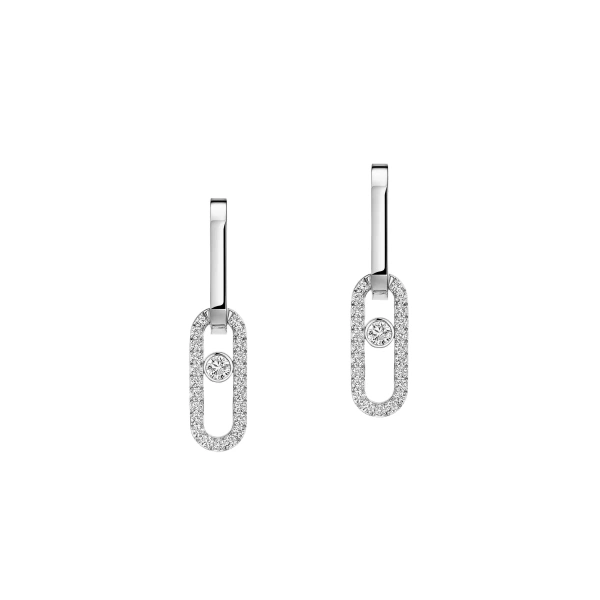 Move Link Earrings in 18K White Gold