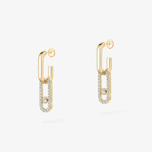 Messika Move Link Earrings in 18K Yellow Gold | Fine Earrings | Coveti